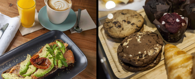 Taza de café de especialidad y tosta saludable en Roses Roast Madrid